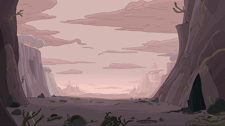 mountains illustration, Adventure Time, cartoon, HD wallpaper