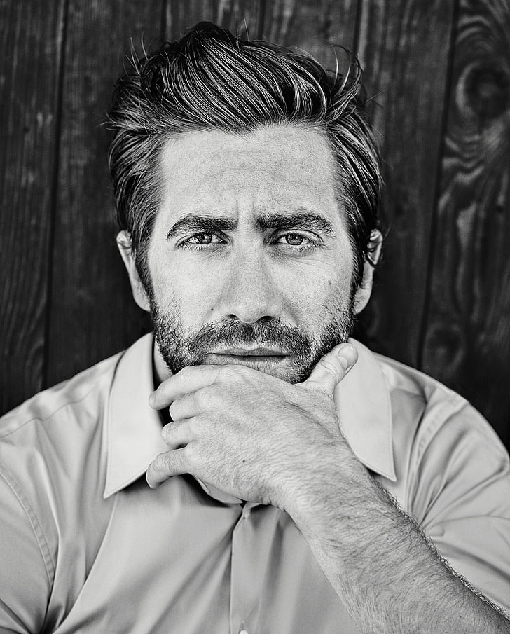 Jake Gyllenhaal, monochrome, HD wallpaper