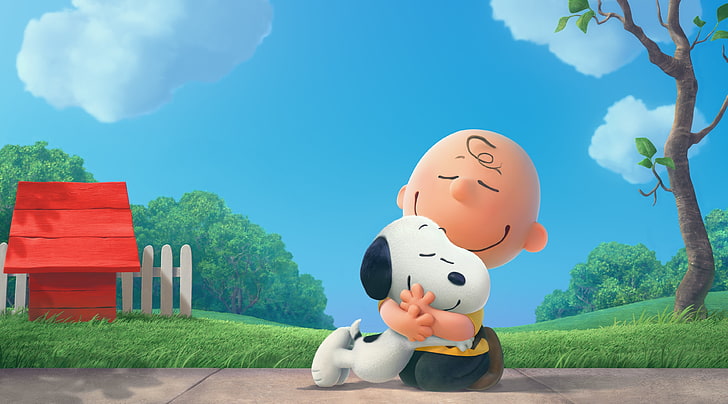 The Peanuts Snoopy and Charlie 2015 Movie, Snoppy illustration, Desenhos animados, Outros, Feliz, Amor, Filme, Amendoins, 2015, snoopy, Charlie Brown, HD papel de parede