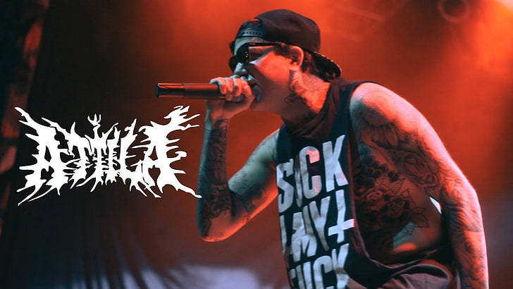Metalcore, Attila, mężczyźni, tatuaż, muzyka, logo zespołu, Tapety HD
