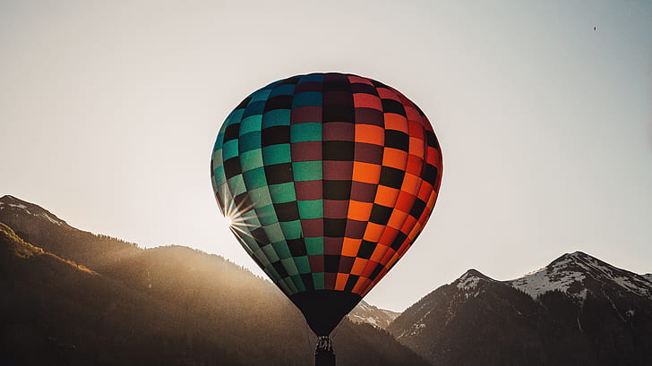 Hot air balloon, 5K, Flight, Sunset, HD wallpaper