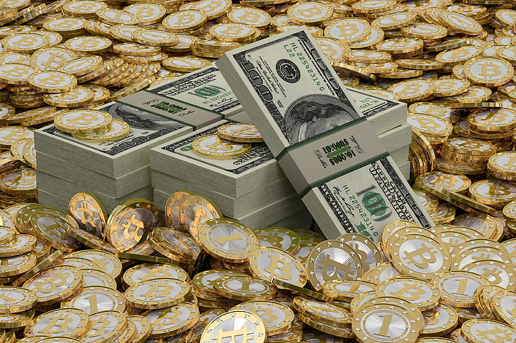 bitcoin, espèces, pièces de monnaie, ordinateur, numérique, internet, argent, techniques, technologie, Fond d'écran HD