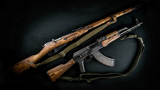оружие, автомат, винтовка, оружие, автомат Калашникова, штурмовая винтовка, Мосин, АКМ, HD обои HD wallpaper