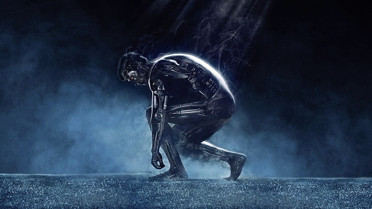 hombre cyborg poster, T-800, Terminator, cyborg, películas, Arnold Schwarzenegger, máquina, Fondo de pantalla HD