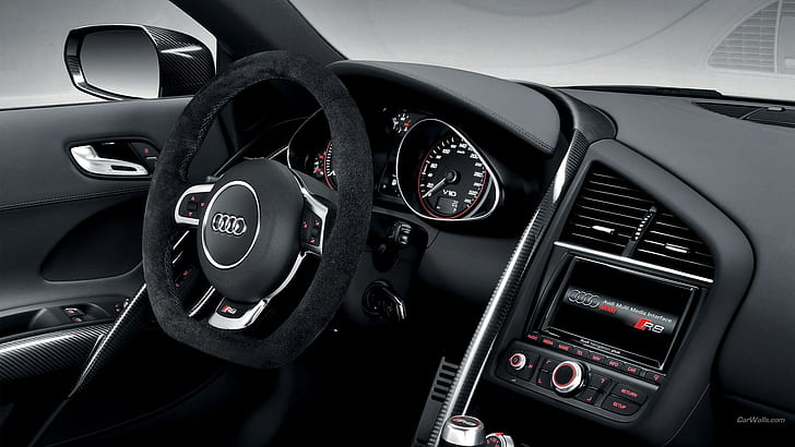 Audi R8, интериор на автомобил, Audi, автомобил, превозно средство, HD тапет