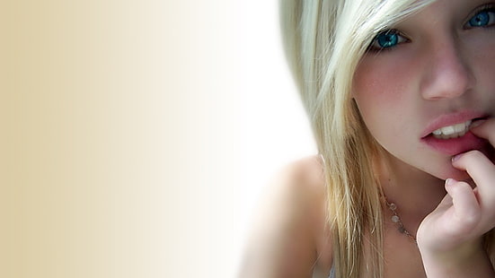 blonda, blå ögon, ansikte, kvinnor, modell, HD tapet HD wallpaper