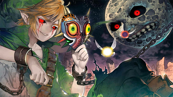 Zelda Efsanesi: Majora'nın Maskesi, Bağlantı, Zelda Efsanesi, video oyunları, maske, HD masaüstü duvar kağıdı