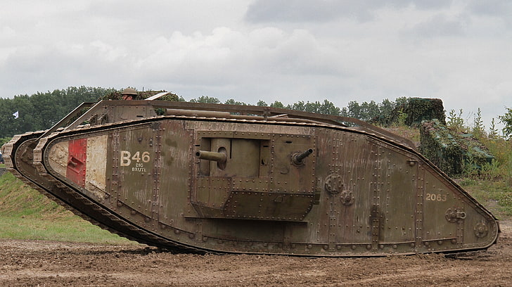 зелено тежко оборудване, танк, военни, Първа световна война, британски Mark IV, HD тапет