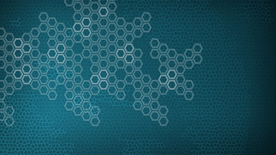 aquamarines Plakat, digitale Kunst, Zusammenfassung, Formen, Hexagon, HD-Hintergrundbild HD wallpaper