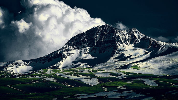 mount aragats, volcano massif, sky, mountain, mountain range, armenia, aragats, cloud, massif, volcano, cumulus, landscape, HD wallpaper