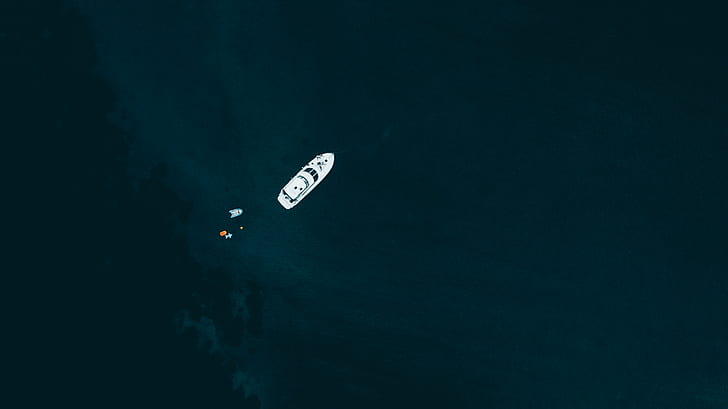 natureza, mar, barco, veículo, vista aérea, HD papel de parede