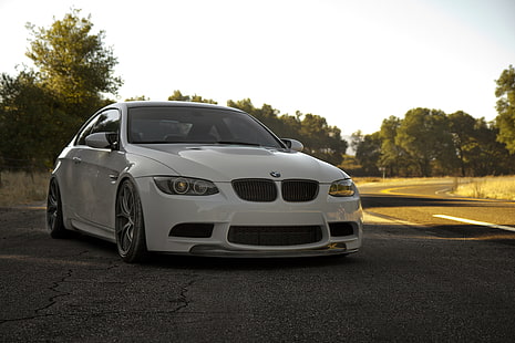 белый BMW купе, bmw, m3, e92, белый, HD обои HD wallpaper