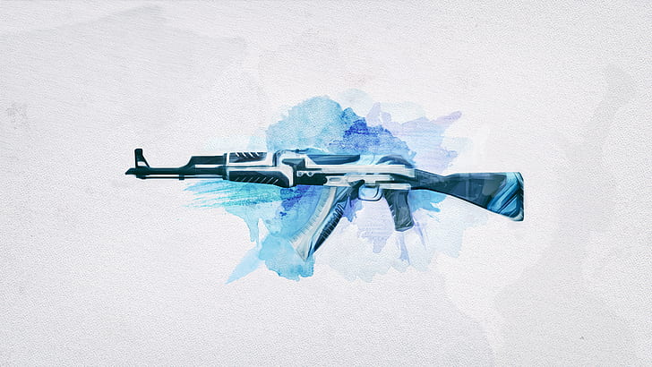 czarno-biała tapeta AK-47, Counter-Strike: Global Offensive, wulkan, Tapety HD