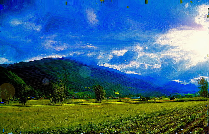 пейзажна фотография на планина, живопис, природа, пейзаж, HD тапет