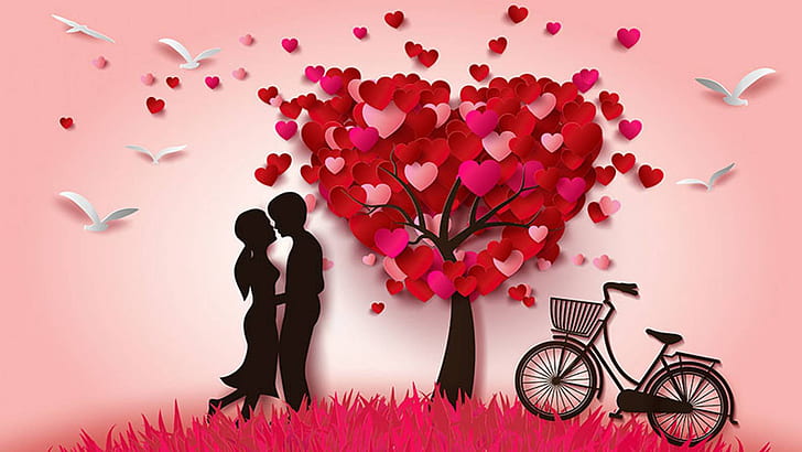 Facebook и Whatsapp Messages Романтична любов Любяща двойка Любов под дървото Mobile Wallpaper Hd 1920 × 1080, HD тапет