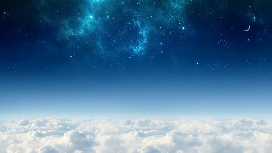 spazio, stelle, nuvole, cielo, cielo stellato, stellato, Sfondo HD HD wallpaper