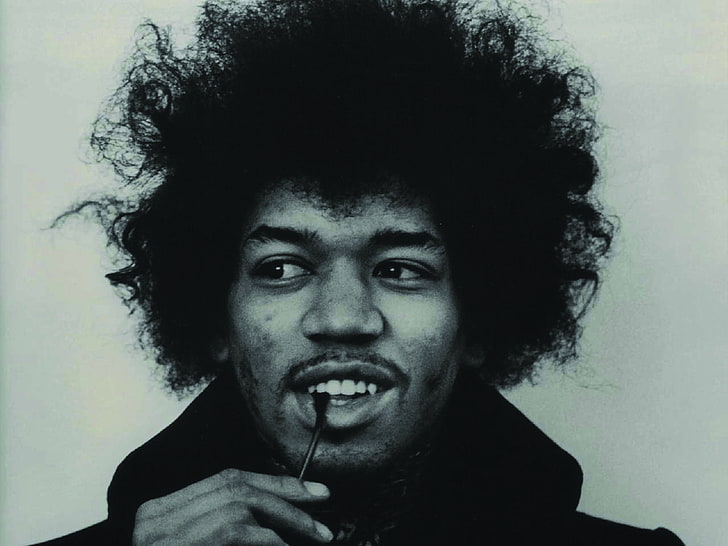 foto ritratto in scala di grigi di Jimi Hendrix, jimi hendrix, chitarrista virtuoso, cantante, cantautore, Sfondo HD