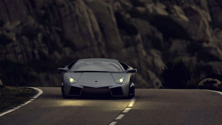 Lamborghini Reventon, Lamborghini, reventon, lights, light, road, Mountain, HD wallpaper