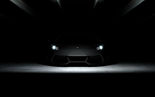 Dark, Headlights, Lamborghini, supercars, HD wallpaper HD wallpaper