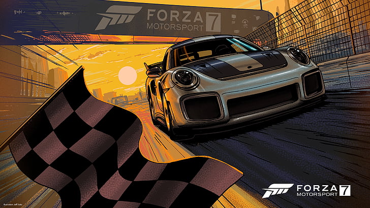 Porsche 911 blanco y negro, Forza Motorsport 7, Porsche 911 GT2 RS, HD, Fondo de pantalla HD