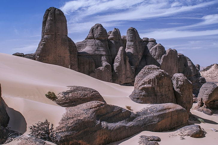 Earth, Desert, Africa, Algeria, Dune, National Park, Rock, Sahara, Sand, Tadrart, Tassili N'Ajjer, HD wallpaper