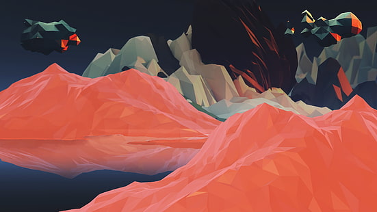 планинска верига илюстрация, абстрактно, дигитално изкуство, ниско поли, HD тапет HD wallpaper
