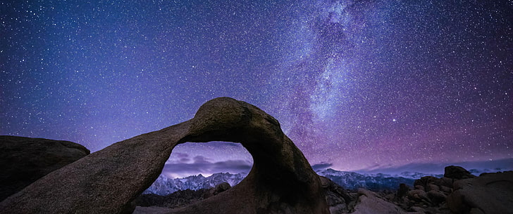 Taman Nasional Arc, Utah, luar angkasa, pemaparan panjang, lengkungan batu, Wallpaper HD