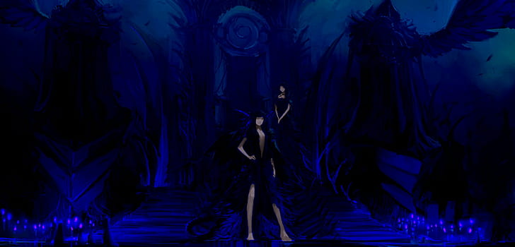 black, blue, dark, shadow, demon, Queen, evil, HD wallpaper
