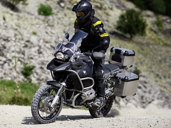 BMW R1200GS Adventure, moto da turismo nero e grigio, Moto, BMW, Sfondo HD