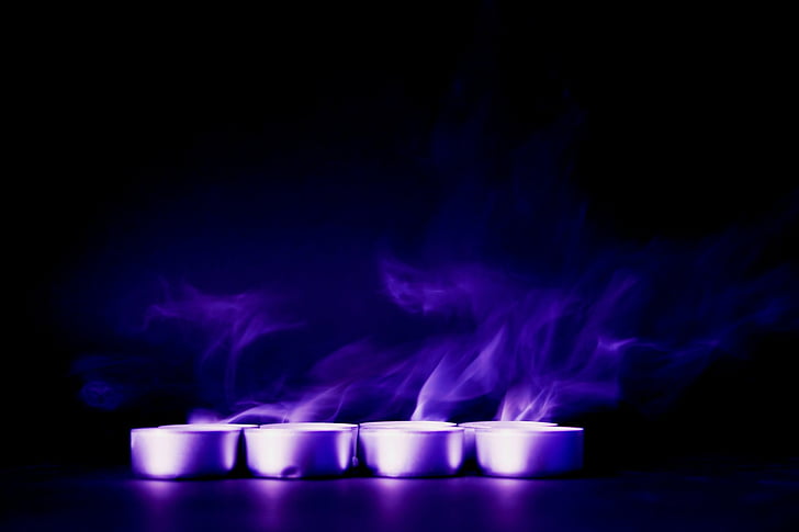 Photography, Candle, Blue, Purple, Smoke, HD wallpaper