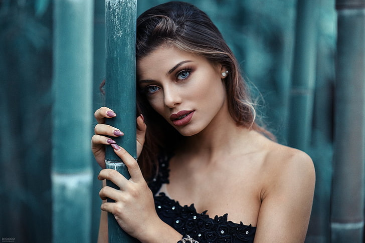 wanita, model, Alessandro Di Cicco, biru, bahu telanjang, Margherita Sicignano, Wallpaper HD