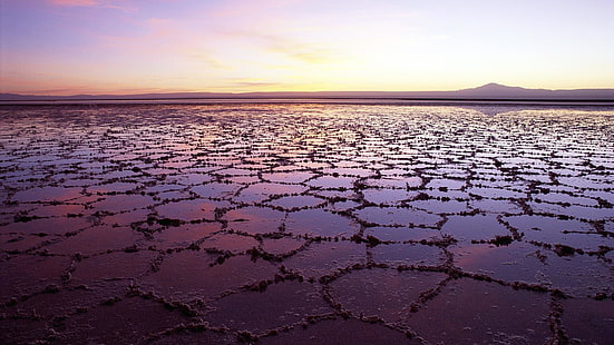 Himmel, Horizont, Morgen, Wattenmeer, Salzsee, Salar de Atacama, See, Ruhe, Chile, Salz, Salzwasser, Feuchtgebiet, HD-Hintergrundbild HD wallpaper