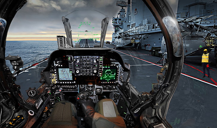 schwarze Lederhandschuhe, Harrier, Royal Navy, Cockpit, Hubschrauber, Militär, Flugzeuge, Militärflugzeuge, HD-Hintergrundbild