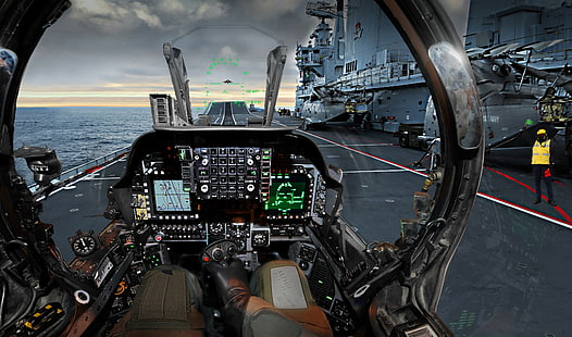 Кралски флот, военни, хеликоптери, военни самолети, Harrier, пилотска кабина, самолети, HD тапет HD wallpaper