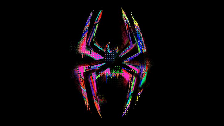 Человек-паук: Через вселенные-пауки, Майлз Моралес, Вселенные-пауки, лого, супергерой, анимационный фильм, HD обои