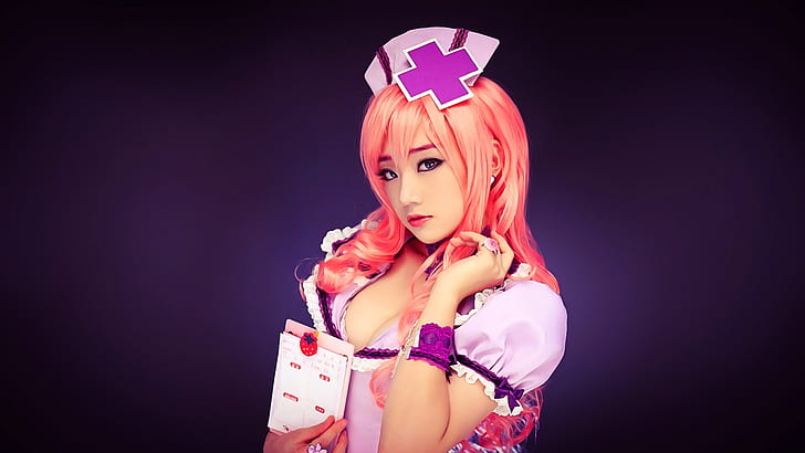 Cute Enfermeira Cosplay, roupa de enfermeira feminina, fofo, cosplay, enfermeira, HD papel de parede