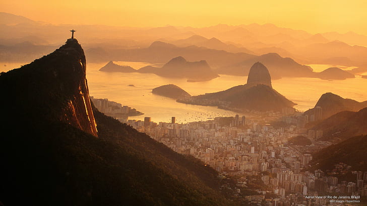 リオデジャネイロ、ブラジル、南アメリカの空撮、 HDデスクトップの壁紙