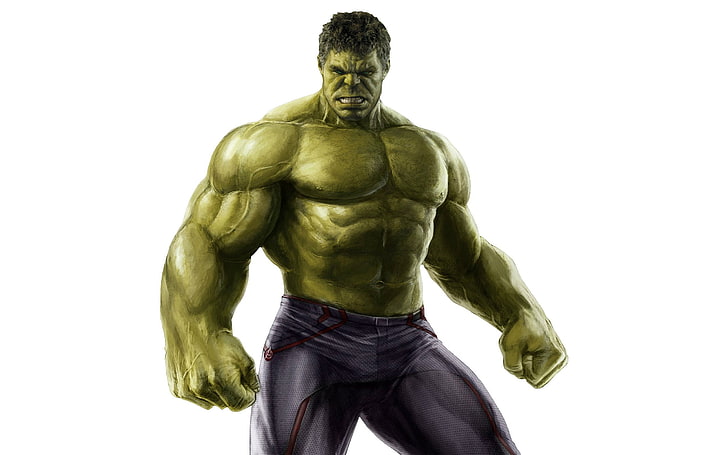 Increíble ilustración de Hulk, Hulk, superhéroe, fondo blanco, Marvel Comics, Fondo de pantalla HD