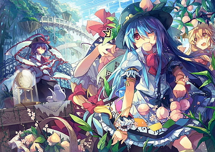 Anime, Touhou, Alice Margatroid, Patchouli Knowledge, Tenshi Hinanawi, HD wallpaper HD wallpaper