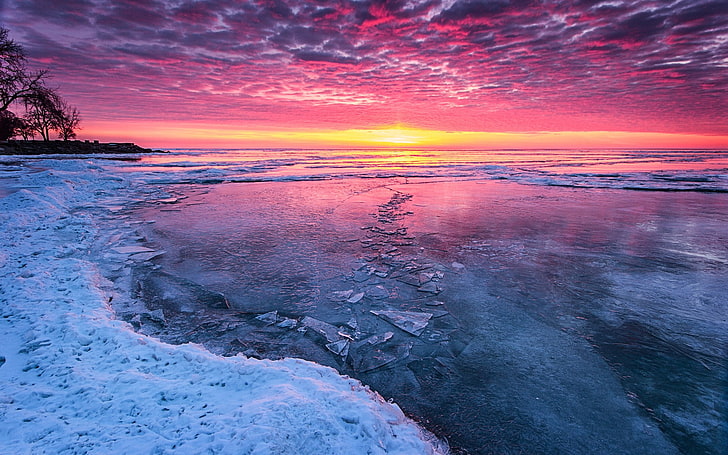 ธรรมชาติภูมิทัศน์หิมะทะเลสาบน้ำแข็ง, วอลล์เปเปอร์ HD