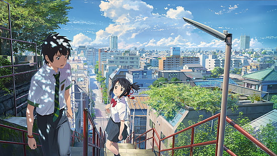 Na Wa Kimi, Makoto Shinkai, anime çocuklar, anime kızlar, HD masaüstü duvar kağıdı HD wallpaper