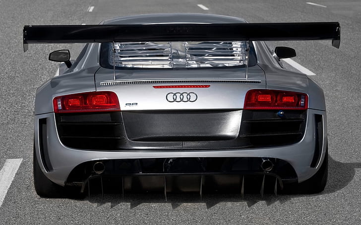 2009 Audi R8 GT3 - Heck, grauer Audi Sportwagen, Audi R8, Audi R8 GT3, HD-Hintergrundbild