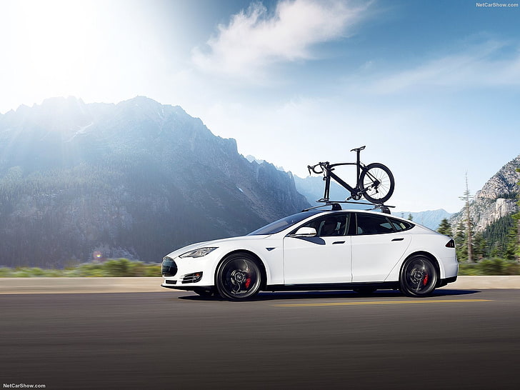 2013, Autos, elektrisch, Modell s, p85, Tesla, weiß, HD-Hintergrundbild
