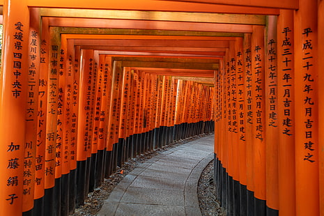 Fushimi Inari-taisha, Kyoto, Giappone, torii, Sfondo HD HD wallpaper