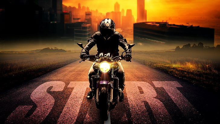 motorcycle, land vehicle, motorcycling, vehicle, sky, stunt performer, HD wallpaper