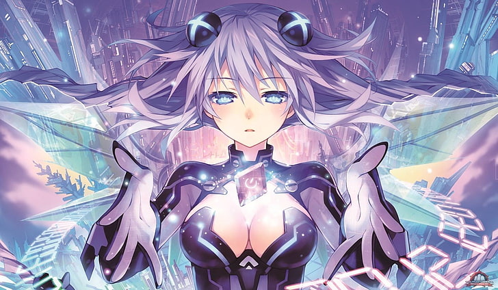 personnage d'anime féminin aux cheveux violets, Hyperdimension Neptunia, anime, anime girls, Purple Heart, Fond d'écran HD