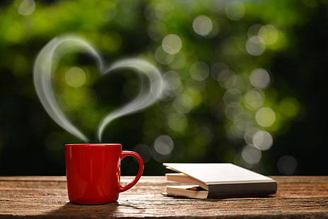 coffee, morning, Cup, love, hot, heart, romantic, coffee cup, good morning, HD wallpaper HD wallpaper