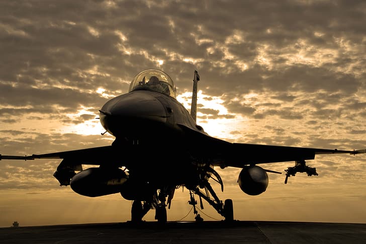 nubes, nublado, Lucha, Irak, Falcon, base aérea, FUERZA AÉREA DE LOS ESTADOS UNIDOS, F-16C, Balad, Fondo de pantalla HD