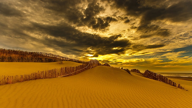 nature, paysage, nuages, désert, dune, sable, soleil, plantes, Taiwan, HDR, Fond d'écran HD