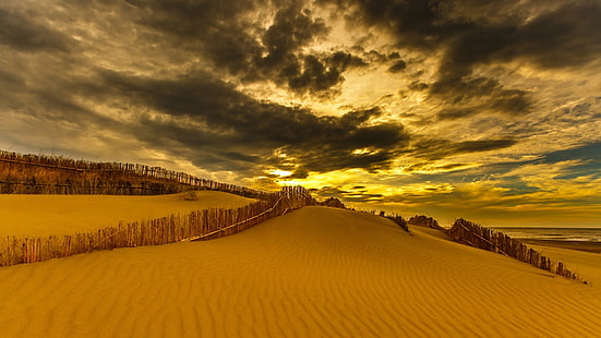 природа, пейзаж, облаци, пустиня, дюна, пясък, слънце, растения, Тайван, HDR, HD тапет HD wallpaper